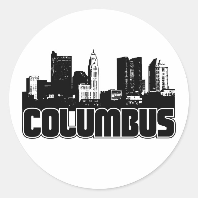 Columbus Skyline Classic Round Sticker (Front)