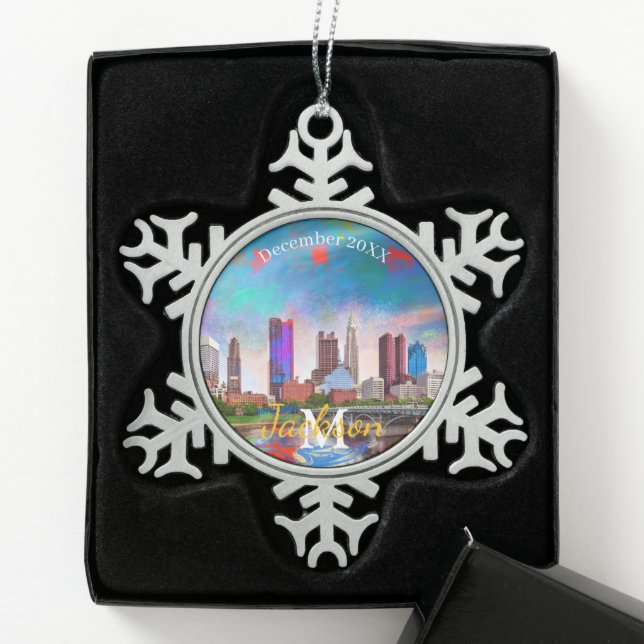 Columbus Snowflake Pewter Christmas ornament (Box)