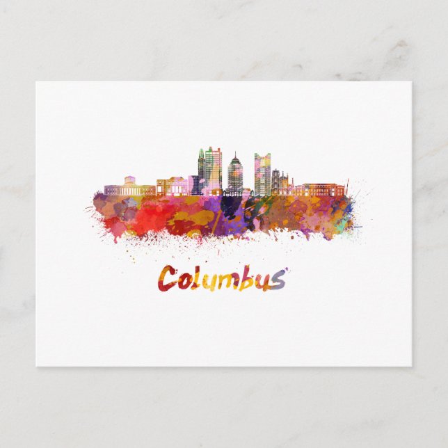 Columbus V2 skyline in watercolor Postcard (Front)