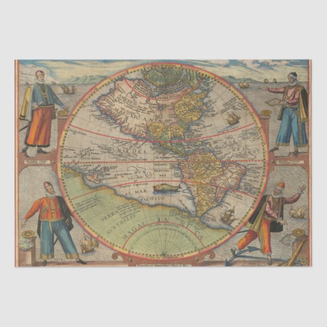 Columbus Vespucci Magellan Pizzaro Tissue Paper (Front)