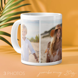 Column 3 Photo Collage - Vertical Modern Grid Large Coffee Mug