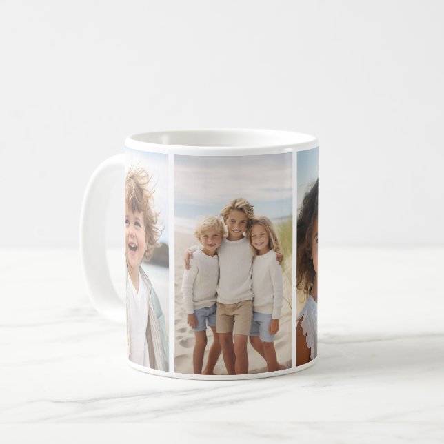 Column 4 Photo Collage - Thin Vertical Modern Grid Coffee Mug (Front Left)