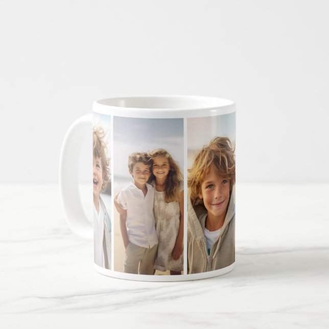 Column 5 Photo Collage - Thin Vertical Modern Grid Coffee Mug (Front Left)