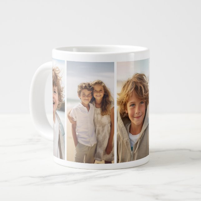 Column 5 Photo Collage - Thin Vertical Modern Grid Large Coffee Mug (Front Left)