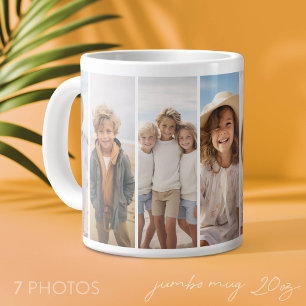 Column 7 Photo Collage - Thin Vertical Modern Grid Large Coffee Mug