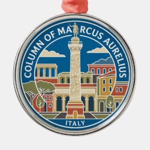 Column of Marcus Aurelius Italy Metal Ornament