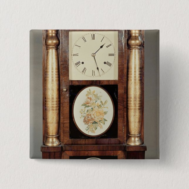 Columned clock, c.1855 2 inch square button (Front)