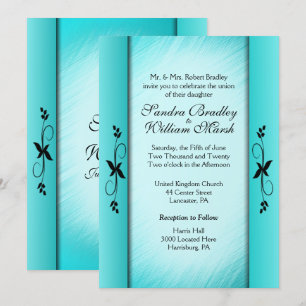 Columns Teal Blue Wedding Invitations