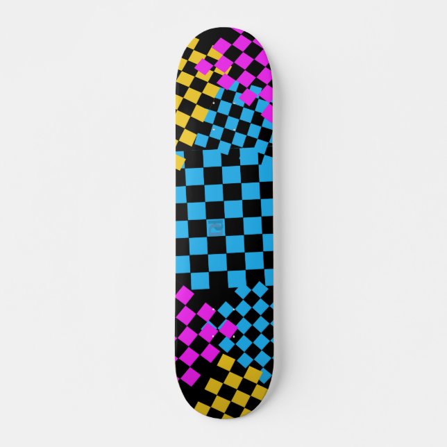 colured chequered deck skateboard (Front)