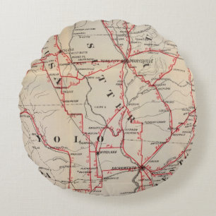 Colusa, Yolo, Napa, Butte, Yuba, Sutter, Solano Round Pillow