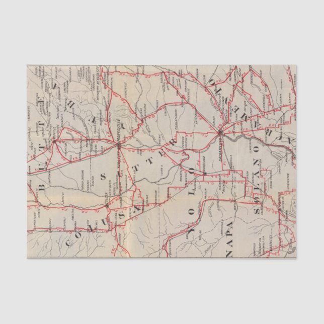 Colusa, Yolo, Napa, Butte, Yuba, Sutter, Solano Tissue Paper (Front)