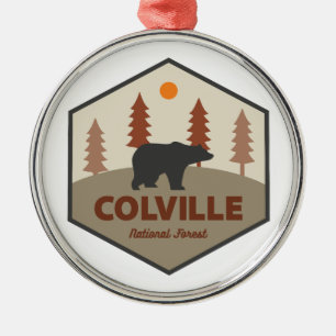 Colville National Forest Bear Metal Ornament