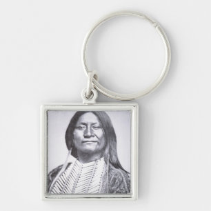 Comanche Tribesman, 1872 (b/w photo) Keychain