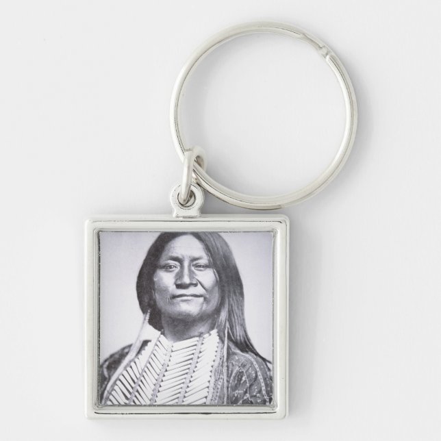 Comanche Tribesman, 1872 (b/w photo) Keychain (Front)