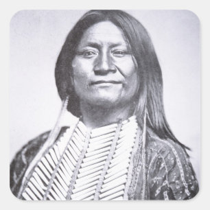 Comanche Tribesman, 1872 (b/w photo) Square Sticker