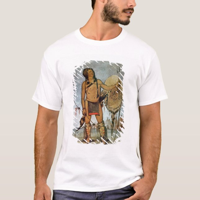 Comanche warrior with a shield, lance and bow and T-Shirt (Front)
