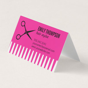 Comb Hair Stylist (hot pink) Business Card