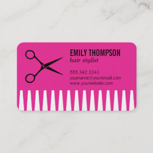 Comb Hair Stylist (hot pink) Business Card