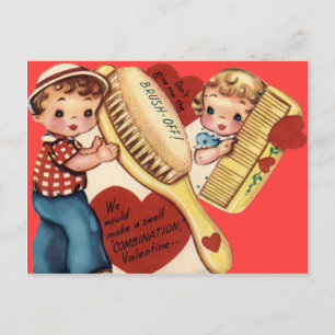Comb rétro vintage et carte Valentine