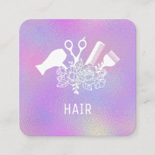 *~* Comb Scissors Flowers Brush Rainbow   AP6  Square Business Card