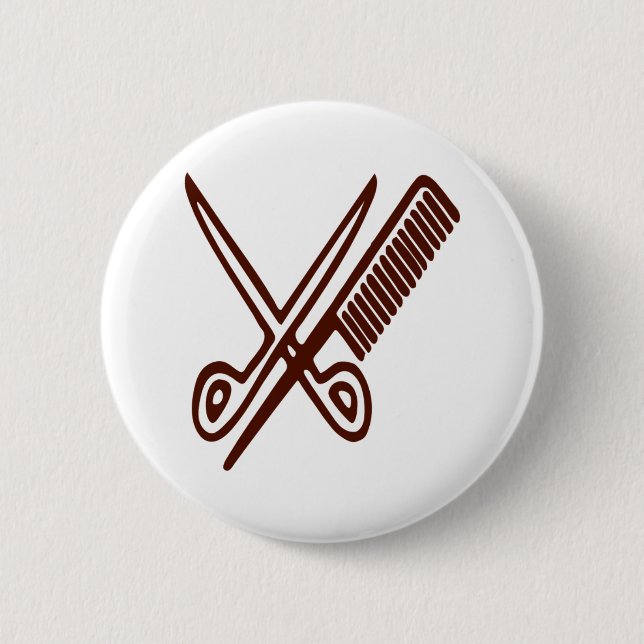 Comb & Scissors - Hairdresser 2 Inch Round Button (Front)