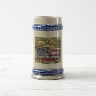 Combat Action Badge Flag Beer Stein