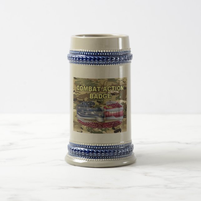 Combat Action Badge Flag Beer Stein (Center)