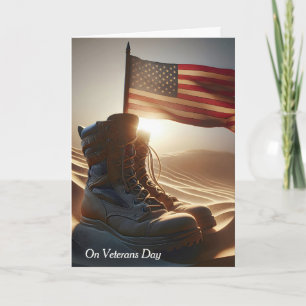 Combat Boots and Flag In Desert Sand Card