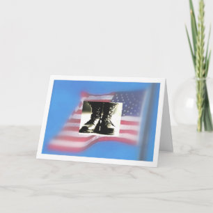 Combat boots, US Flag, Military Graduation Card