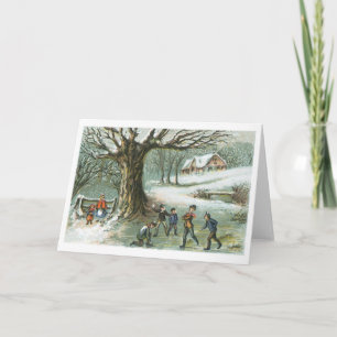 Combat de Snowball - carte vintage de vacances