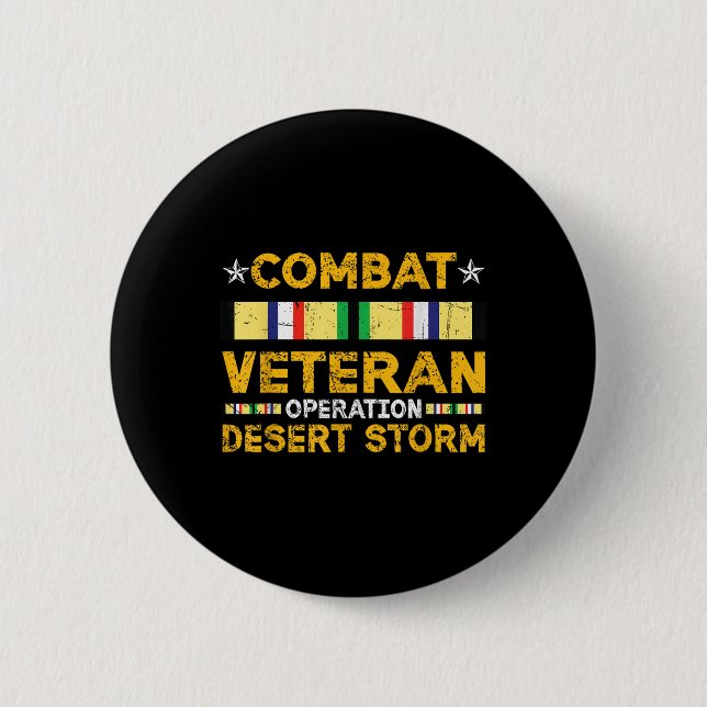 Combat Desert Storm Veteran Persian War Service Ri 2 Inch Round Button (Front)