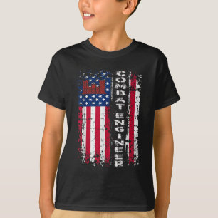 Combat Engineer Distressed American Flag - U.S. Mi T-Shirt