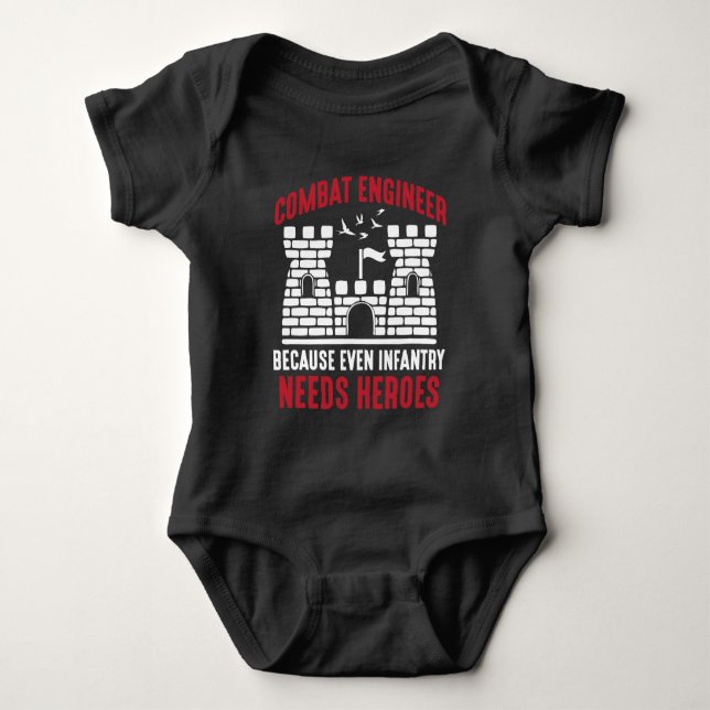 Combat Engineer Hero Army Engineering Infantry Baby Bodysuit (Front)