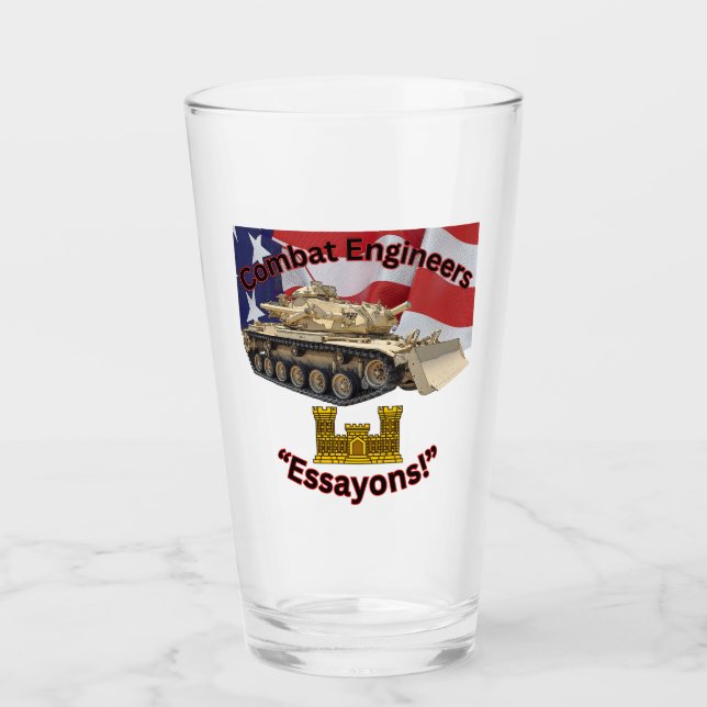 Combat Engineers M728 CEV "Essayons!" pint glass (Front)