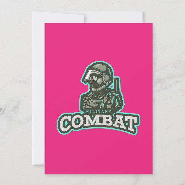 Combat Esports Emblem | Digital Warrior Logo Invitation (Front)