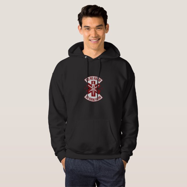 Combat Medic Do No Harm Black Hoodie for Veterans (Front Full)