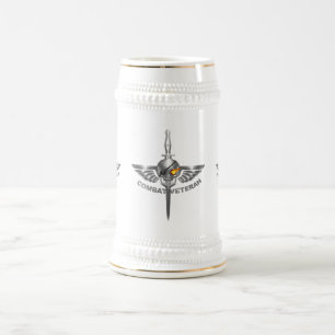 Combat Veteran-Wicked Winged Skull with Dagger Beer Stein