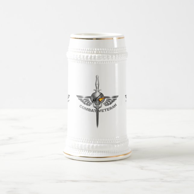 Combat Veteran-Wicked Winged Skull with Dagger Beer Stein (Center)