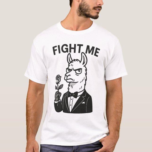 "Combattez-moi" - Llama dramatique en T-shirt Tuxe (Devant)
