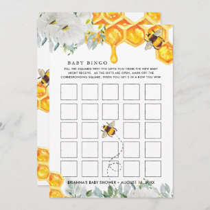 Combe de miel floral Carte de bingo Baby shower
