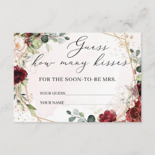 Combien de baisers jeu carte boho bordeaux floral