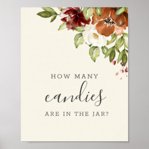 Combien de bonbons Affiche Floral Aquarelle