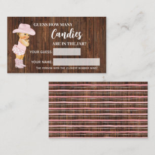 Combien de Candies Cowgirl Baby shower Carte de je