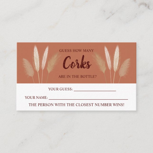 Combien de Corks Pampas Fête des mariées Carte de  (Devant)