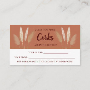 Combien de Corks Pampas Fête des mariées Carte de
