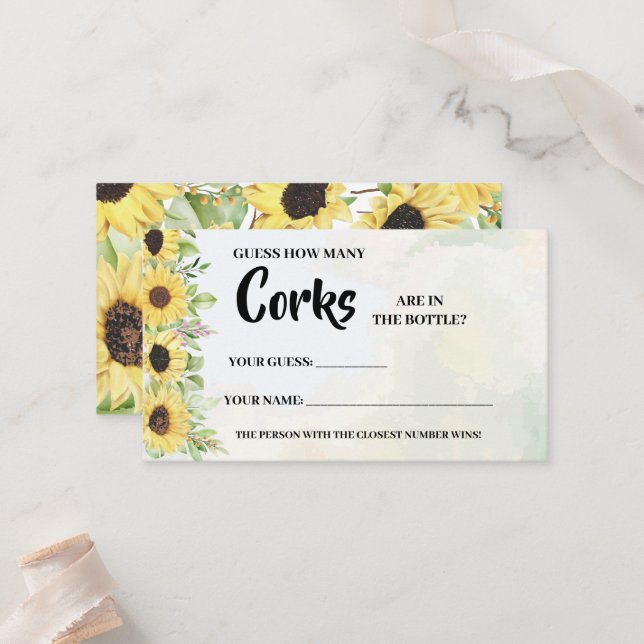 Combien de Corks Sunflowers Fête des mariées Carte (Devant/Arrière en situation)