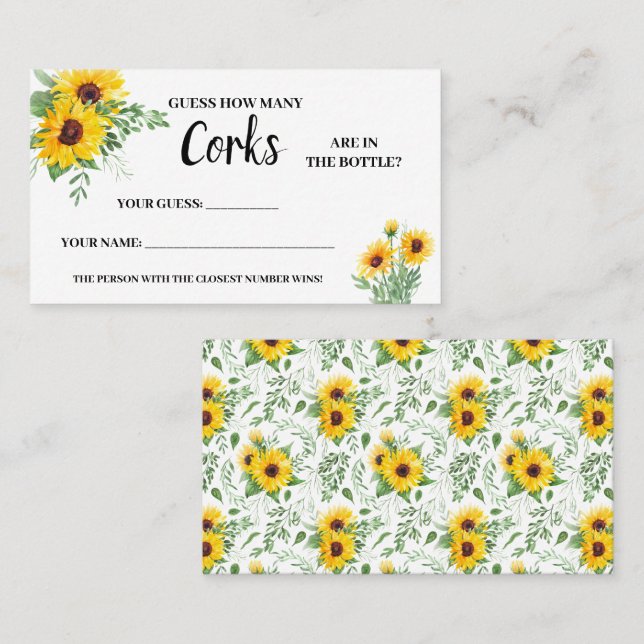 Combien de Corks Sunflowers Fête des mariées Carte (Devant / Derrière)
