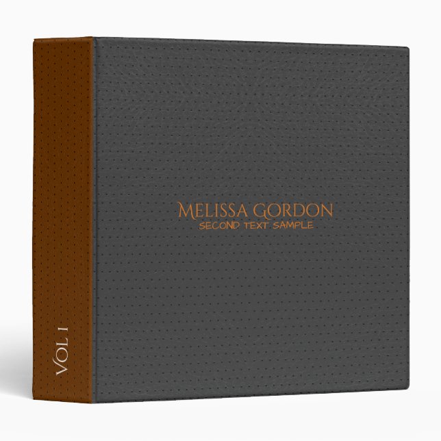 Combination Of Black And Brown Leather Print Binder (Front/Spine)