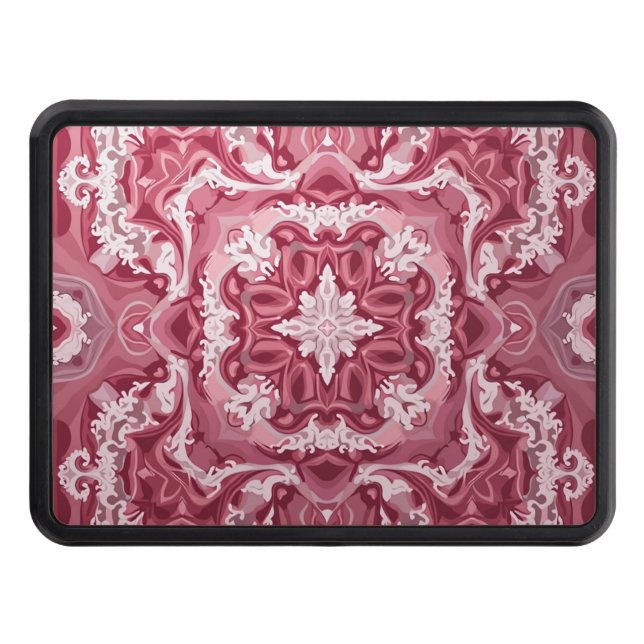 Combination of pink and white trailer hitch cover (Front)