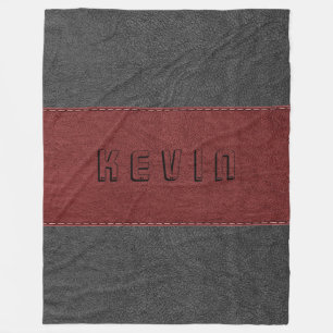 Combination Of Red And Black Leather Fleece Blanket